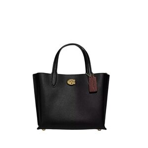 Coach Black Leather Tote with Gold Accents